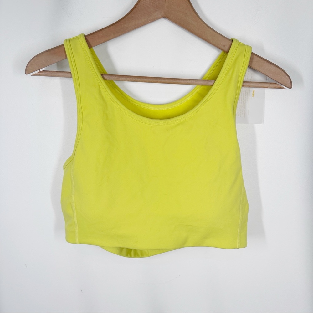 NWT Mono B Neon Yellow Sports Bra Size Large Open Back